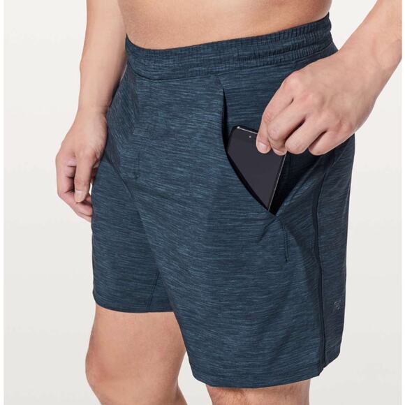 Lululemon Other - Lululemon Pace Breaker Short Linerless 7" Heather Allover Iron Blue True Navy M